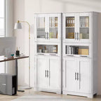 Mobiletto alto da bagno con ante e ripiani regolabili, 5 scomparti, adatto per soggiorno, cucina o sala da pranzo.