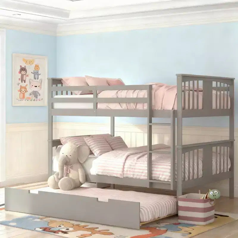 Letto a castello Luxystar da una piazza e mezza su una piazza e mezza con letto estraibile singolo e scaletta per camerette di bambini e camere per gli ospiti