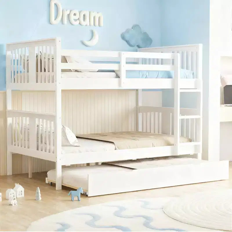 Letto a castello Luxystar da una piazza e mezza su una piazza e mezza con letto estraibile singolo e scaletta per camerette di bambini e camere per gli ospiti