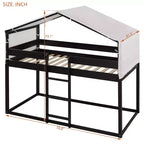 Letto a Castello in Legno Luxystar Twin Over Twin con Tenda per Bambini