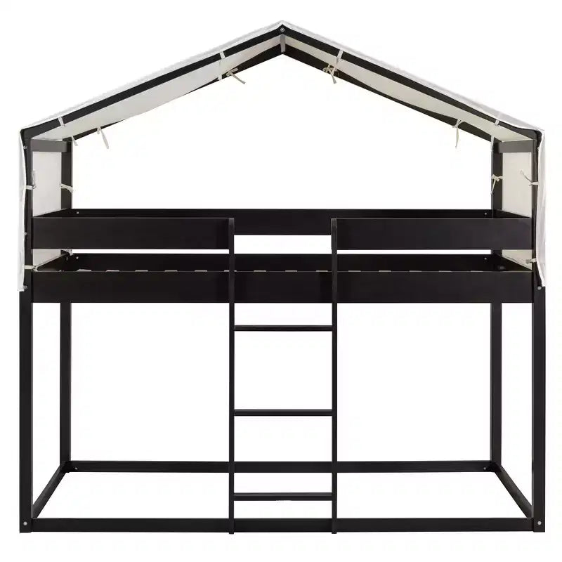 Letto a Castello in Legno Luxystar Twin Over Twin con Tenda per Bambini
