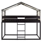 Letto a Castello in Legno Luxystar Twin Over Twin con Tenda per Bambini