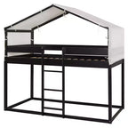 Letto a Castello in Legno Luxystar Twin Over Twin con Tenda per Bambini
