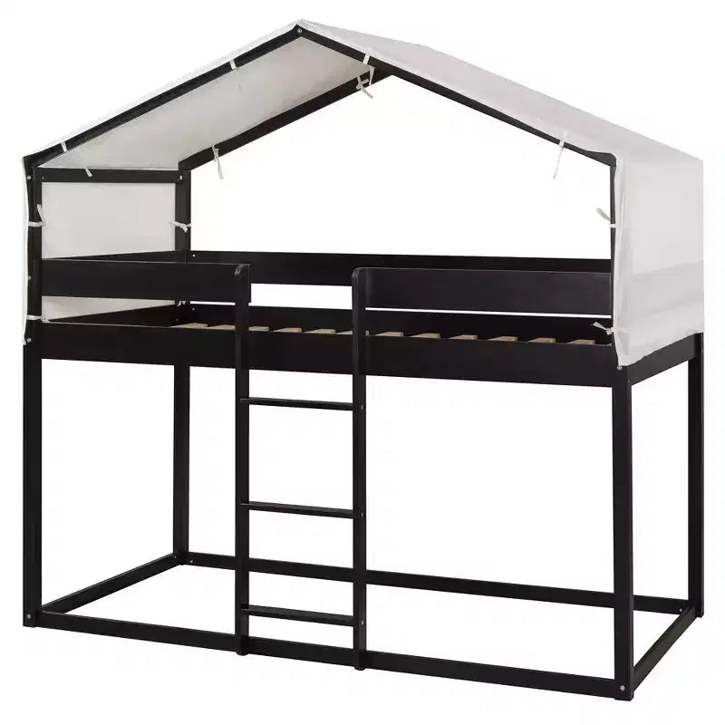 Letto a Castello in Legno Luxystar Twin Over Twin con Tenda per Bambini