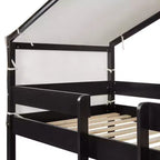 Letto a Castello in Legno Luxystar Twin Over Twin con Tenda per Bambini