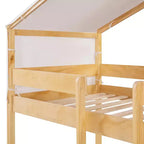 Letto a Castello in Legno Luxystar Twin Over Twin con Tenda per Bambini