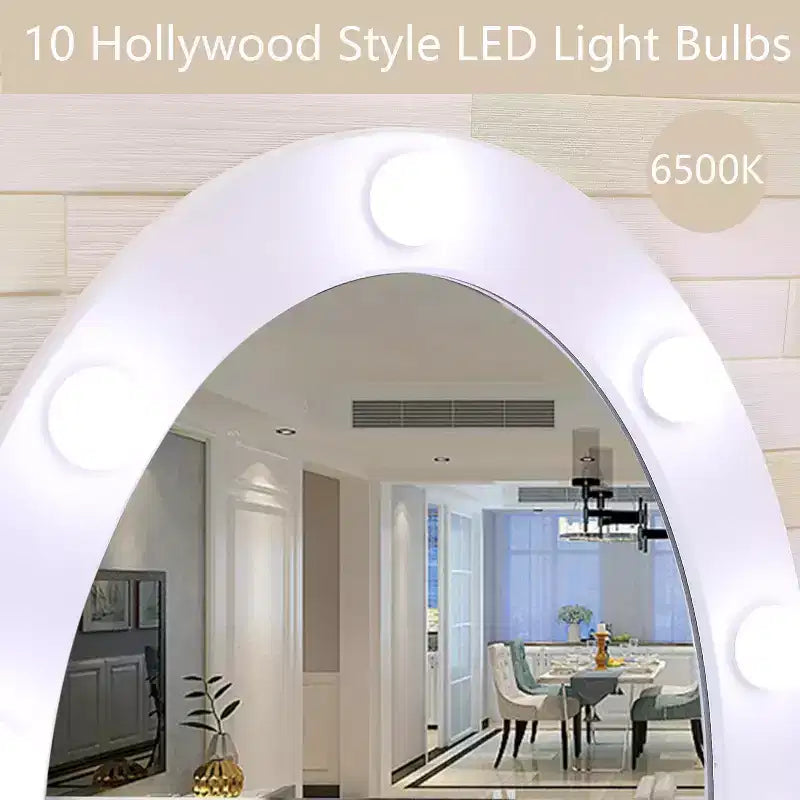 Moderna Toeletta con Specchi e Luce LED, Scrivania da Trucco 2 in 1 in Legno con Sedie, con Cassetti, Contenitori, per Camera da Letto