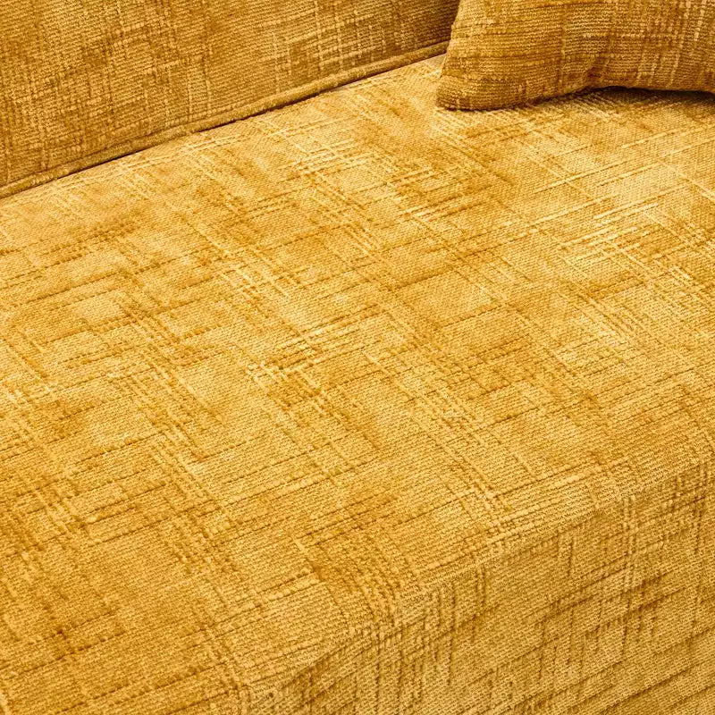 Divano Curvo Giallo Sole a 2 Posti con Braccioli e 2 Cuscini - Perfetto per Qualsiasi Stanza