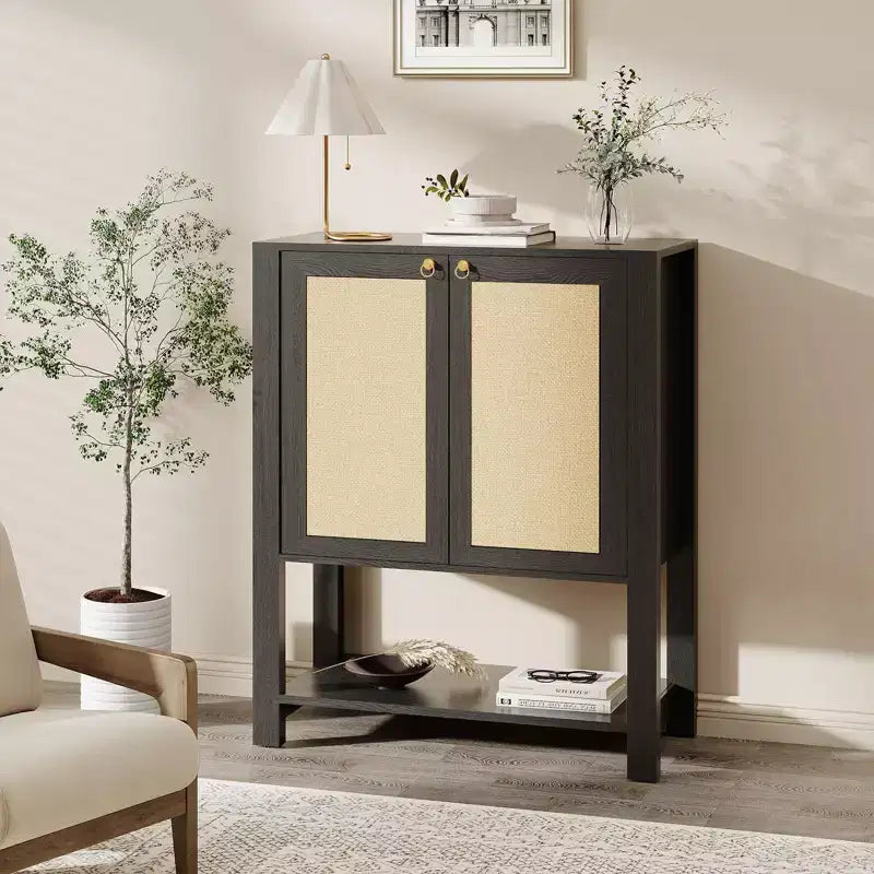 Scarpiera in Rattan per Ingresso, Scarpiera da Fattoria a 5 Ripiani Mobile Contenitore in Legno Autoportante con Ripiani Regolabili per Corridoio Soggiorno
