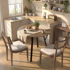 Homy Casa 35.4 Round Dining Table, Wood-Look Top, Black Metal Legs, Seats 24