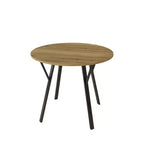 Homy Casa Tavolo da pranzo rotondo da 89,9 cm, piano effetto legno, gambe in metallo nero, 2-4 posti