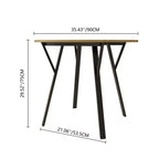Homy Casa Tavolo da pranzo rotondo da 89,9 cm, piano effetto legno, gambe in metallo nero, 2-4 posti