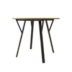 Homy Casa Tavolo da pranzo rotondo da 89,9 cm, piano effetto legno, gambe in metallo nero, 2-4 posti