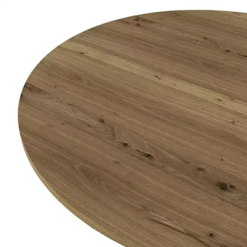 Homy Casa Tavolo da pranzo rotondo da 89,9 cm, piano effetto legno, gambe in metallo nero, 2-4 posti