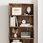 Libreria industriale con ante, libreria rustica da 71,4" con 6 ripiani (4 aperti e 2 dietro l'armadietto), scaffale in legno per soggiorno, ufficio domestico