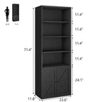 Libreria industriale con ante, libreria rustica da 71,4" con 6 ripiani (4 aperti e 2 dietro l'armadietto), scaffale in legno per soggiorno, ufficio domestico