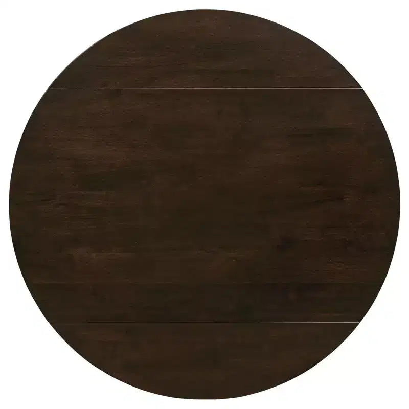 Set da pranzo Okak 3 pezzi retrò con tavolo rotondo in legno e sedie senza braccioli per sala da pranzo, ristorante, set da pranzo moderno con design a foglia cadente