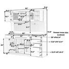 Credenza Whisen 63''W con mobile buffet e ampia caffetteria a sé stante con vetrina, 6 cassetti, 5 armadietti - Blu
