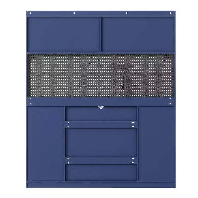 Credenza Whisen 63''W con mobile buffet e ampia caffetteria a sé stante con vetrina, 6 cassetti, 5 armadietti - Blu