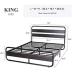 Letto in metallo King Size con testiera e pediera in legno curvato, struttura del letto a piattaforma resistente, contenitore sotto il letto, facile montaggio, nero