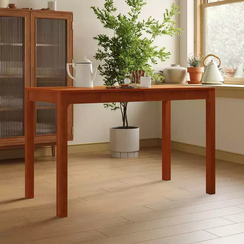 Tavolo da pranzo Famapy in legno naturale con 2 cassetti portaoggetti, superficie spaziosa, porta posate organizzato, essenziale per cucina e sala da pranzo