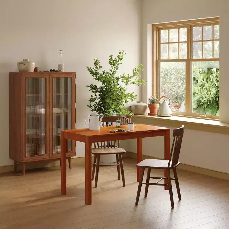 Tavolo da pranzo Famapy in legno naturale con 2 cassetti portaoggetti, superficie spaziosa, porta posate organizzato, essenziale per cucina e sala da pranzo