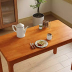 Tavolo da pranzo Famapy in legno naturale con 2 cassetti portaoggetti, superficie spaziosa, porta posate organizzato, essenziale per cucina e sala da pranzo