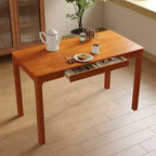 Tavolo da pranzo Famapy in legno naturale con 2 cassetti portaoggetti, superficie spaziosa, porta posate organizzato, essenziale per cucina e sala da pranzo