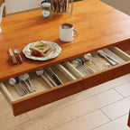Tavolo da pranzo Famapy in legno naturale con 2 cassetti portaoggetti, superficie spaziosa, porta posate organizzato, essenziale per cucina e sala da pranzo