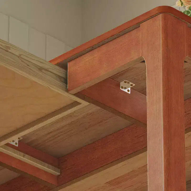 Tavolo da pranzo Famapy in legno naturale con 2 cassetti portaoggetti, superficie spaziosa, porta posate organizzato, essenziale per cucina e sala da pranzo