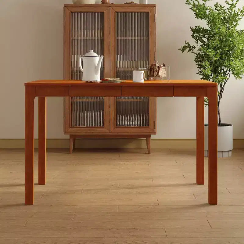 Tavolo da pranzo Famapy in legno naturale con 2 cassetti portaoggetti, superficie spaziosa, porta posate organizzato, essenziale per cucina e sala da pranzo