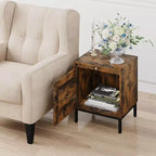 Comodino in Rattan, Comodino con Cassetto in Rattan e Pomelli in Ottone, Tavolino Comodino Boho con Scaffale Contenitore per Camera da Letto