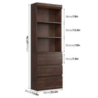 70 Libreria con cassetti, libreria alta in stile rustico, librerie in legno profonde, mobile contenitore per soggiorno, studio, ufficio domestico