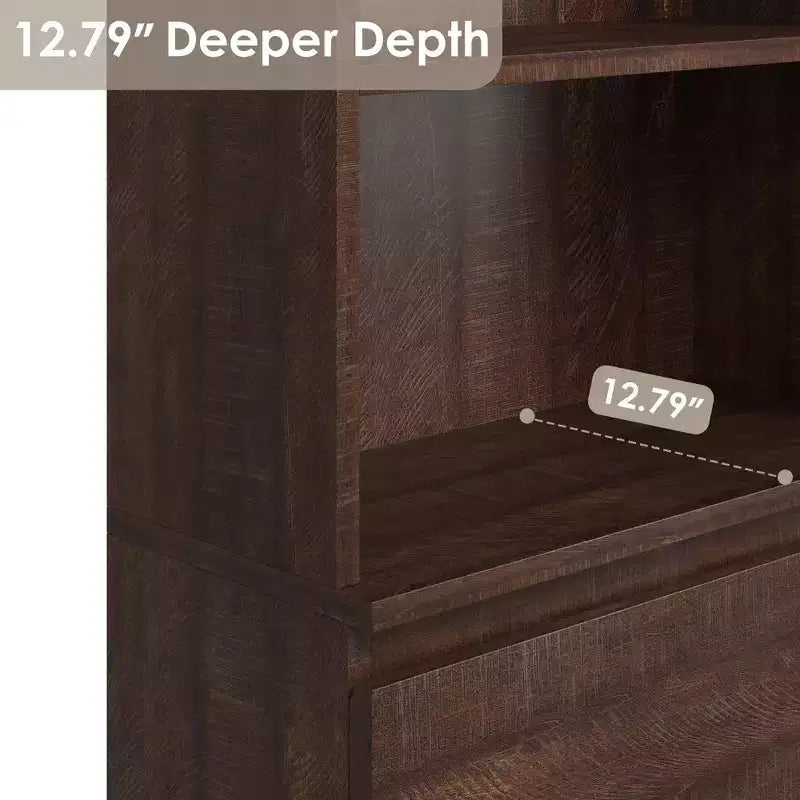 70 Libreria con cassetti, libreria alta in stile rustico, librerie in legno profonde, mobile contenitore per soggiorno, studio, ufficio domestico