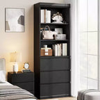 70 Libreria con cassetti, libreria alta in stile rustico, librerie in legno profonde, mobile contenitore per soggiorno, studio, ufficio domestico