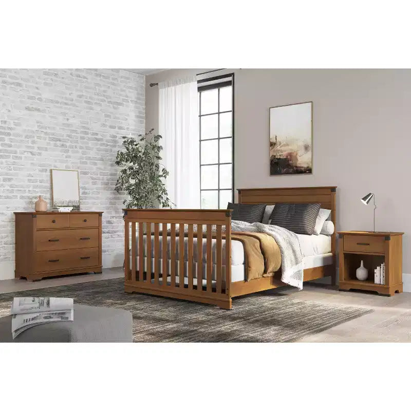 Culla convertibile 4-in-1 Child Craft Redmond, si trasforma in lettino per bambini, divano letto e letto a una piazza e mezza, 3 posizioni del materasso, finitura sicura per bambini (Coach Cherry)