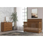 Culla convertibile 4-in-1 Child Craft Redmond, si trasforma in lettino per bambini, divano letto e letto a una piazza e mezza, 3 posizioni del materasso, finitura sicura per bambini (Coach Cherry)