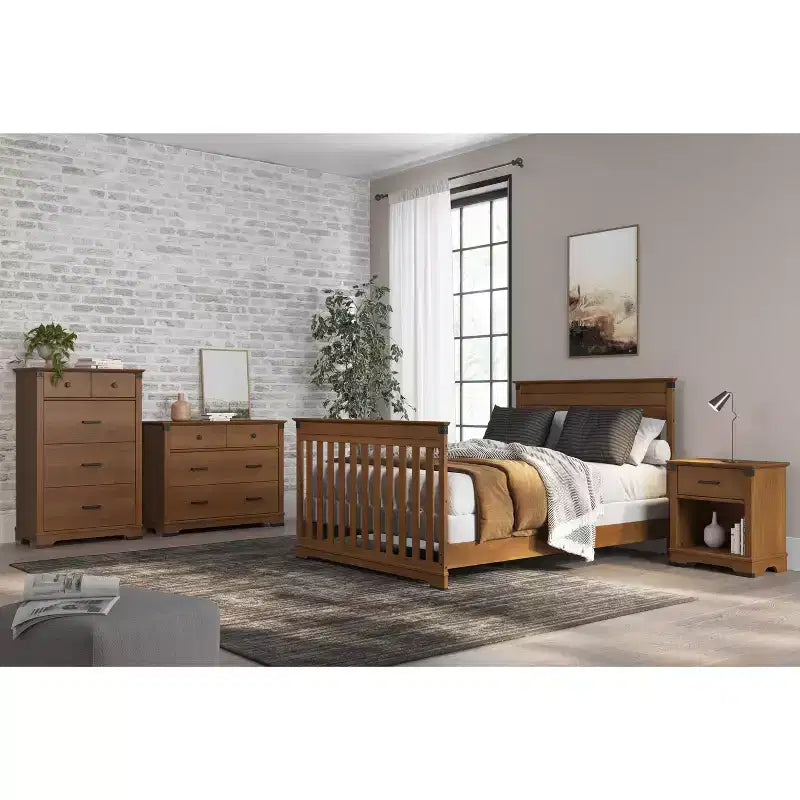 Culla convertibile 4-in-1 Child Craft Redmond, si trasforma in lettino per bambini, divano letto e letto a una piazza e mezza, 3 posizioni del materasso, finitura sicura per bambini (Coach Cherry)