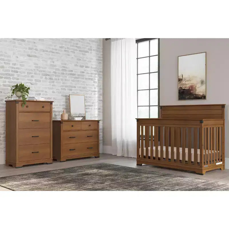 Culla convertibile 4-in-1 Child Craft Redmond, si trasforma in lettino per bambini, divano letto e letto a una piazza e mezza, 3 posizioni del materasso, finitura sicura per bambini (Coach Cherry)