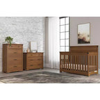 Culla convertibile 4-in-1 Child Craft Redmond, si trasforma in lettino per bambini, divano letto e letto a una piazza e mezza, 3 posizioni del materasso, finitura sicura per bambini (Coach Cherry)