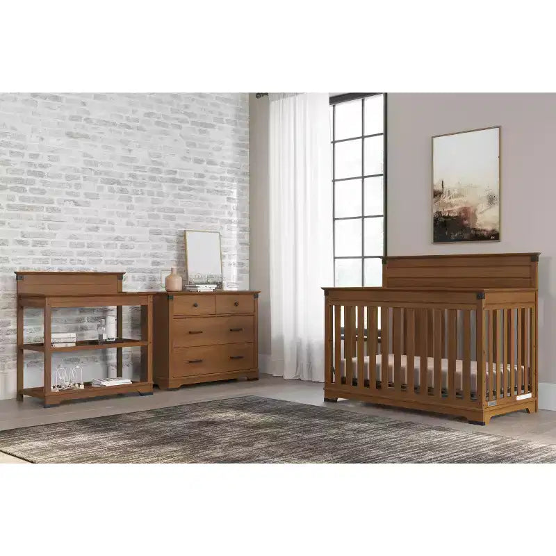 Culla convertibile 4-in-1 Child Craft Redmond, si trasforma in lettino per bambini, divano letto e letto a una piazza e mezza, 3 posizioni del materasso, finitura sicura per bambini (Coach Cherry)
