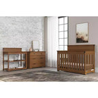 Culla convertibile 4-in-1 Child Craft Redmond, si trasforma in lettino per bambini, divano letto e letto a una piazza e mezza, 3 posizioni del materasso, finitura sicura per bambini (Coach Cherry)