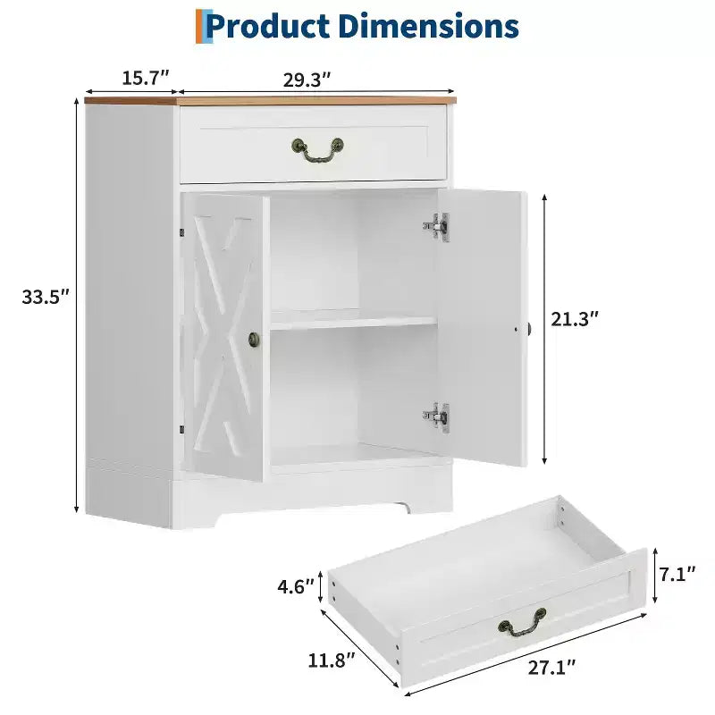 GustoWave, armadietto da dispensa, mobile credenza da cucina con cassetto e ripiano regolabile