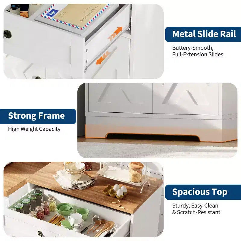GustoWave, armadietto da dispensa, mobile credenza da cucina con cassetto e ripiano regolabile