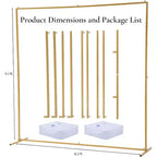 Supporto per fondale quadrato 2,5 x 2,5 m, supporto per arco a palloncino in metallo, supporto per fondale per matrimoni per feste e cerimonie, oro