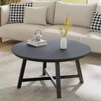 Tavolino Rotondo, Tavolino Centrale da 91 cm, Tavolino Accent Table con Gambe Spesse Regolabili e Venatura del Legno Progettata, Mobili da Soggiorno