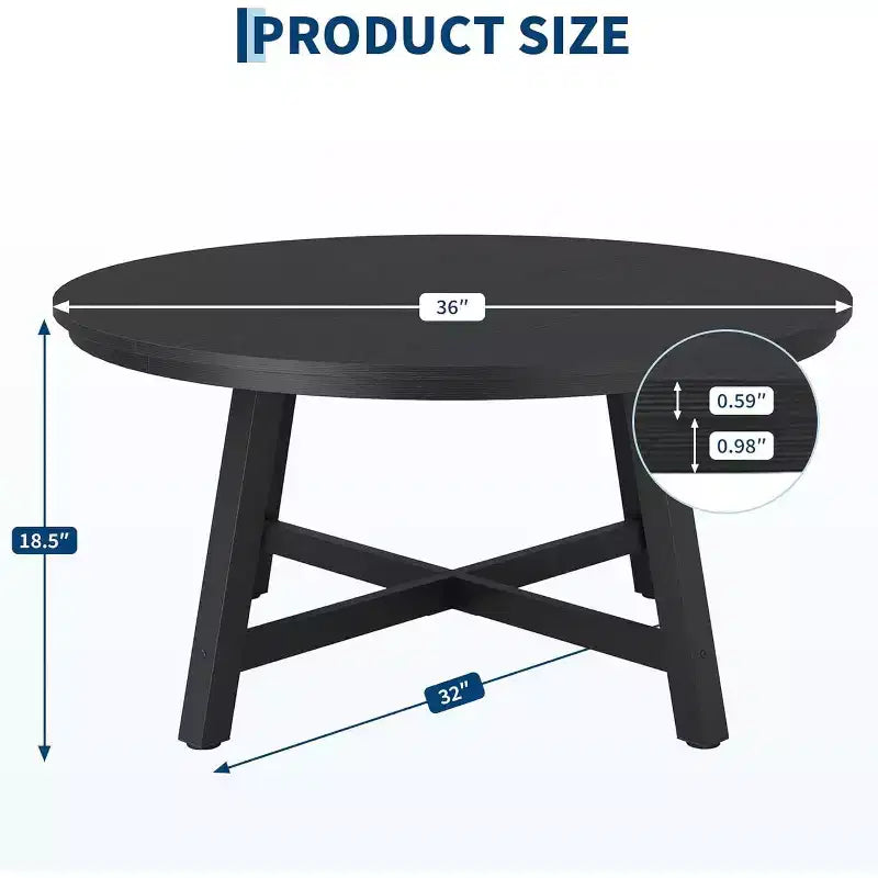 Tavolino Rotondo, Tavolino Centrale da 91 cm, Tavolino Accent Table con Gambe Spesse Regolabili e Venatura del Legno Progettata, Mobili da Soggiorno