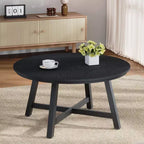 Tavolino Rotondo, Tavolino Centrale da 91 cm, Tavolino Accent Table con Gambe Spesse Regolabili e Venatura del Legno Progettata, Mobili da Soggiorno