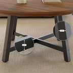 Tavolino Rotondo, Tavolino Centrale da 91 cm, Tavolino Accent Table con Gambe Spesse Regolabili e Venatura del Legno Progettata, Mobili da Soggiorno