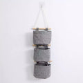 Alilang 3-Piece Hanging Wall Organizer Set with Wooden Rods and Fabric Pockets 5.5x7x3.5in- Gray